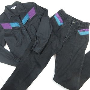 Vintage 1990's High Waist Rockies Rocky Mountain Cowgirl Jeans and Shirt Set, S